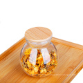 450ML airtight storage clear glass squat canning jar with bamboo lug